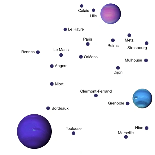 Carte de France des centres France Code